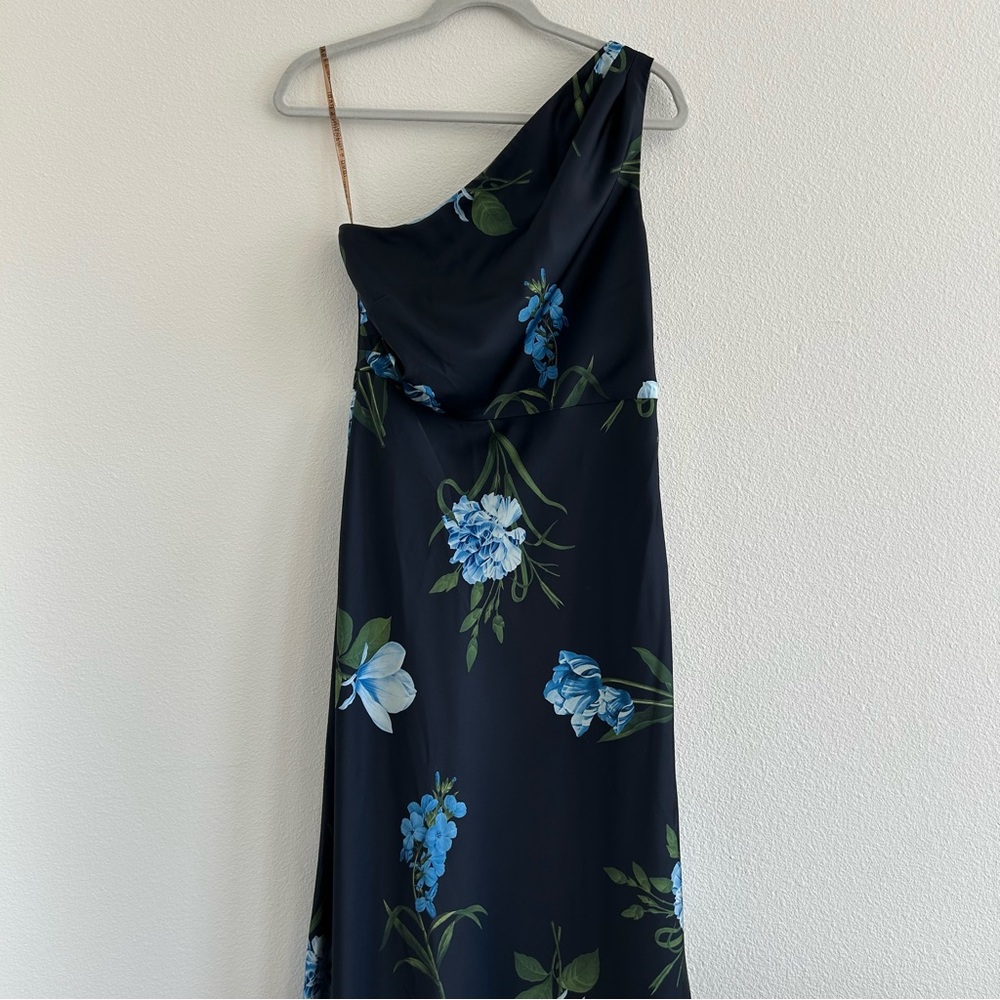 Sachin + Babi One-Shoulder Navy Floral Gown - Picture 3 of 10